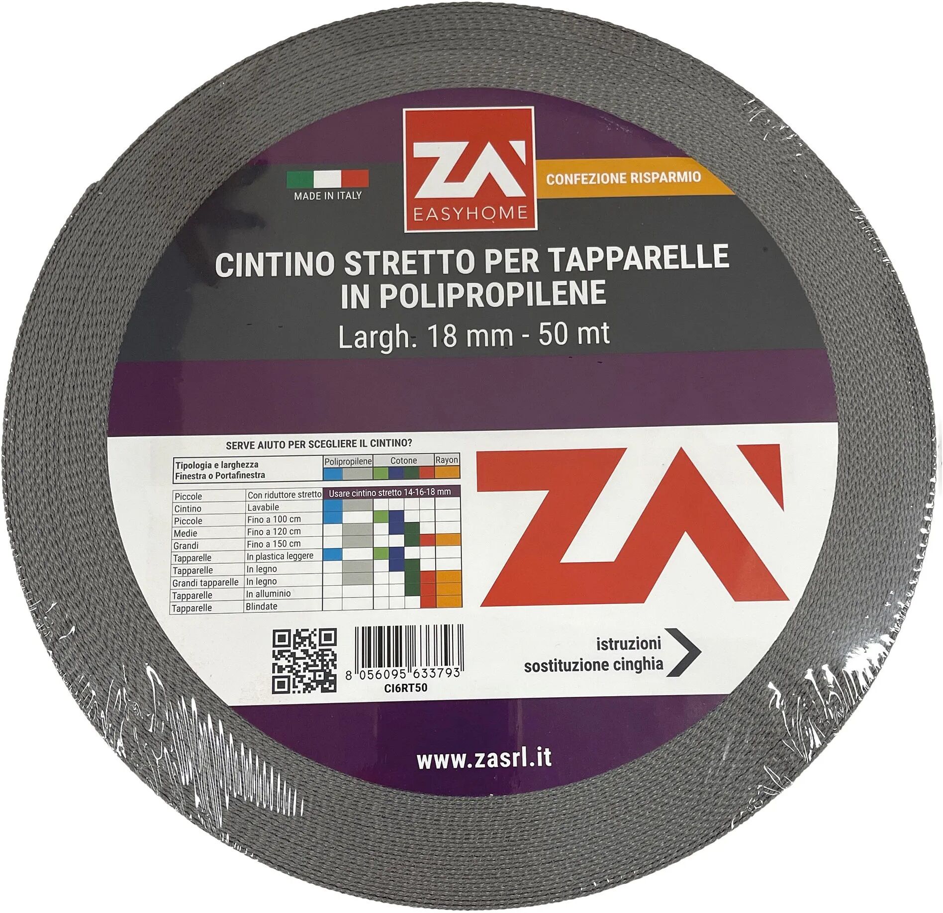 Tecnomat CINTINO PER TAPPARELLA 19 mm 50 m PORTAFINESTRA POLIPROPILENE GRIGIO