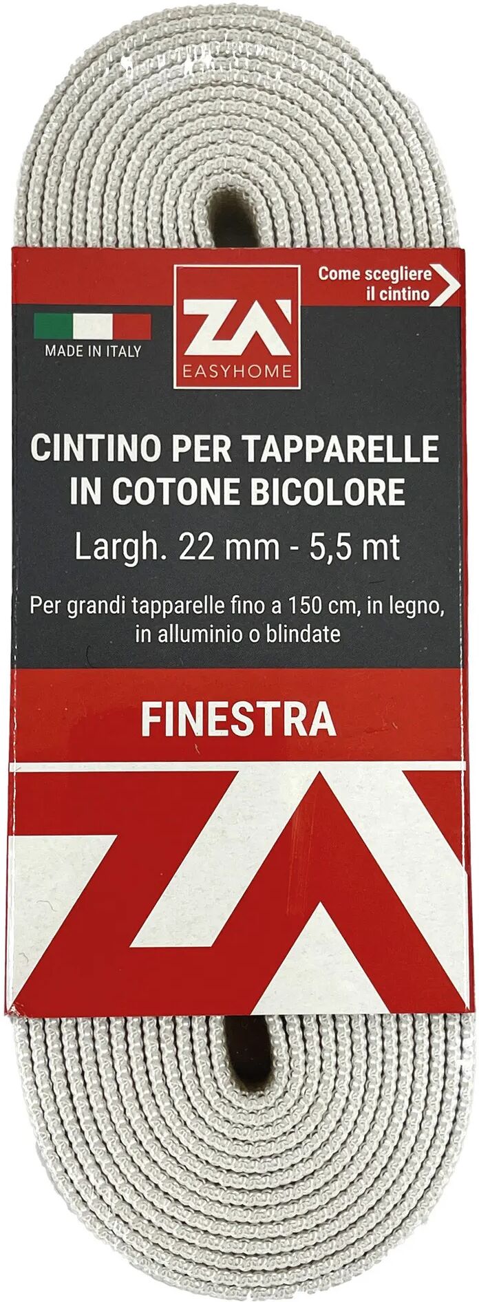 Tecnomat CINTINO PER TAPPARELLA 30 g 22 mm 5,5 m FINESTRA COTONE GRIGIO / AVANA