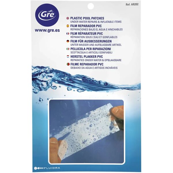 gre' kit riparazione liner pvc  5 patch preincollati senza senza svuotamento