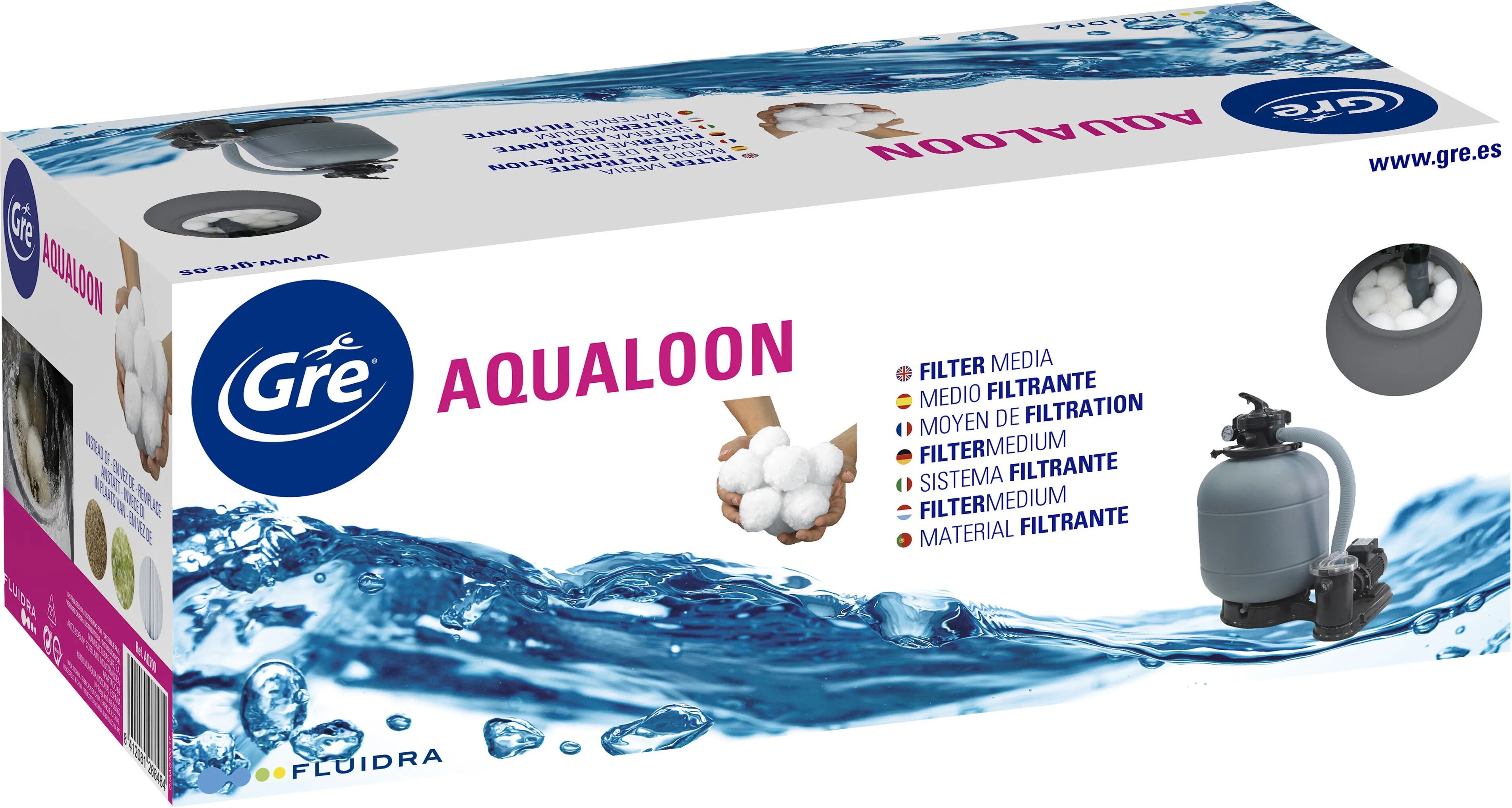 gre' filtri box aqualoon  in polietilene 700 g per pompe a sabbia per piscine