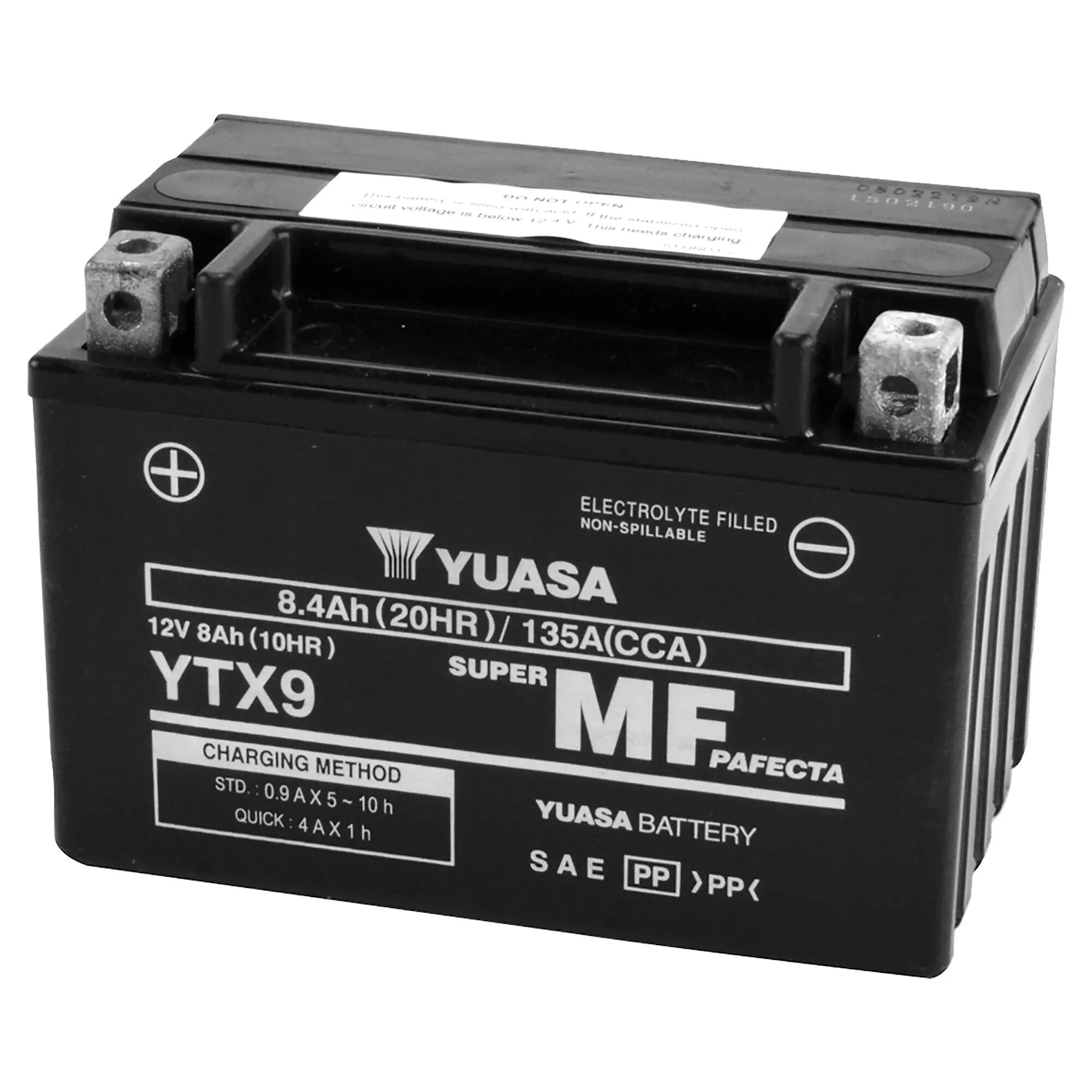 yuasa batteria moto 8 ah 12 v  ytx9-wc 152x88x106 mm (lxpxh) 3,38 kg