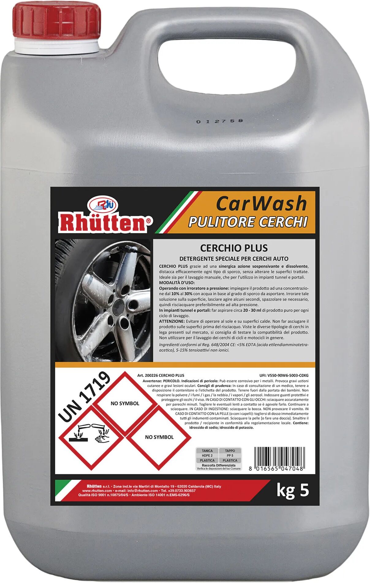 Tecnomat DETERGENTE CERCHI AUTO RHUTTEN 5 kg CONCENTRATO PROFESSIONALE PER AUTOLAVAGGI