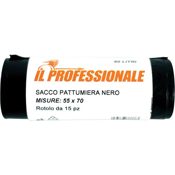 tecnomat sacco pattumiera nero 55x70 cm 18 µm 15 pezzi in ldpe antigoccia