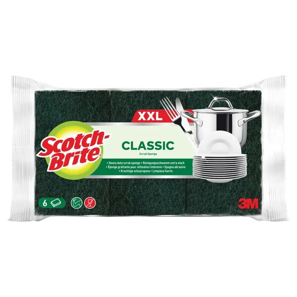 3m spugna scotch brite classic xxl spugna gialla e fibra verde con salvadita 4 pezzi