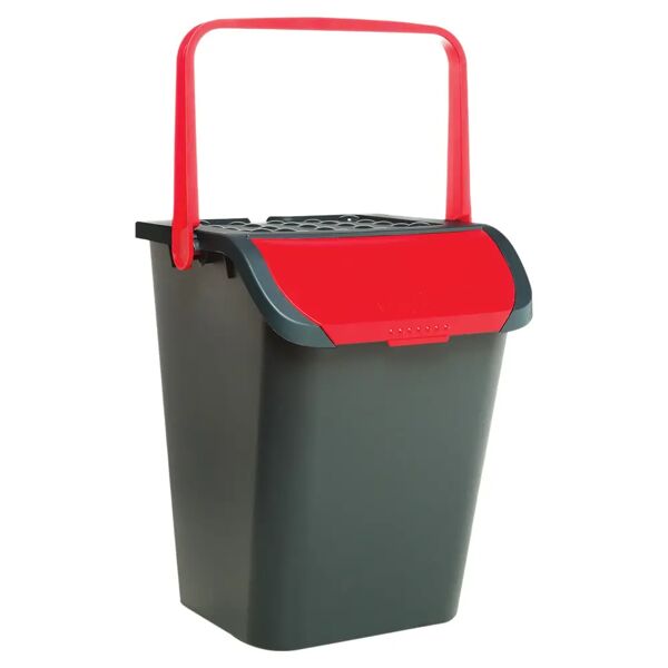 tecnomat pattumiera ecologic 35 l rosso con corpo grigio 380x365 mm h 450 mm