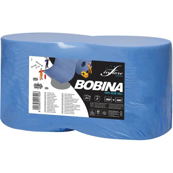 tecnomat 2 rotoli carta blu 500 strappi 150 m x 22 cm Ø 28 cm 3 veli cellulosa ecologica