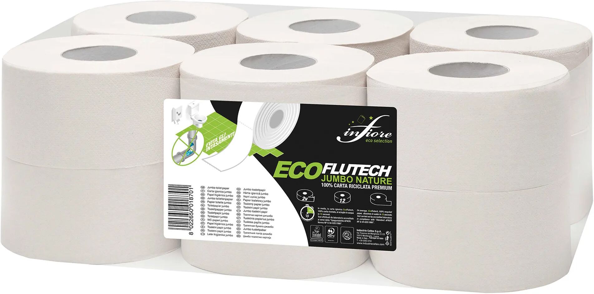 tecnomat 12 rotoli carta igienica mini jumbo 120 m x 9,2 cm 2 veli cellulosa ecologica