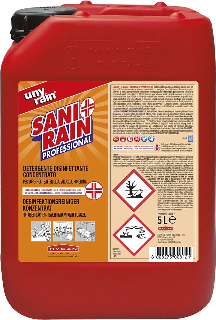 unyrain detergente sanirain  5 l presidio medico chirurgico disinfettante per superfici