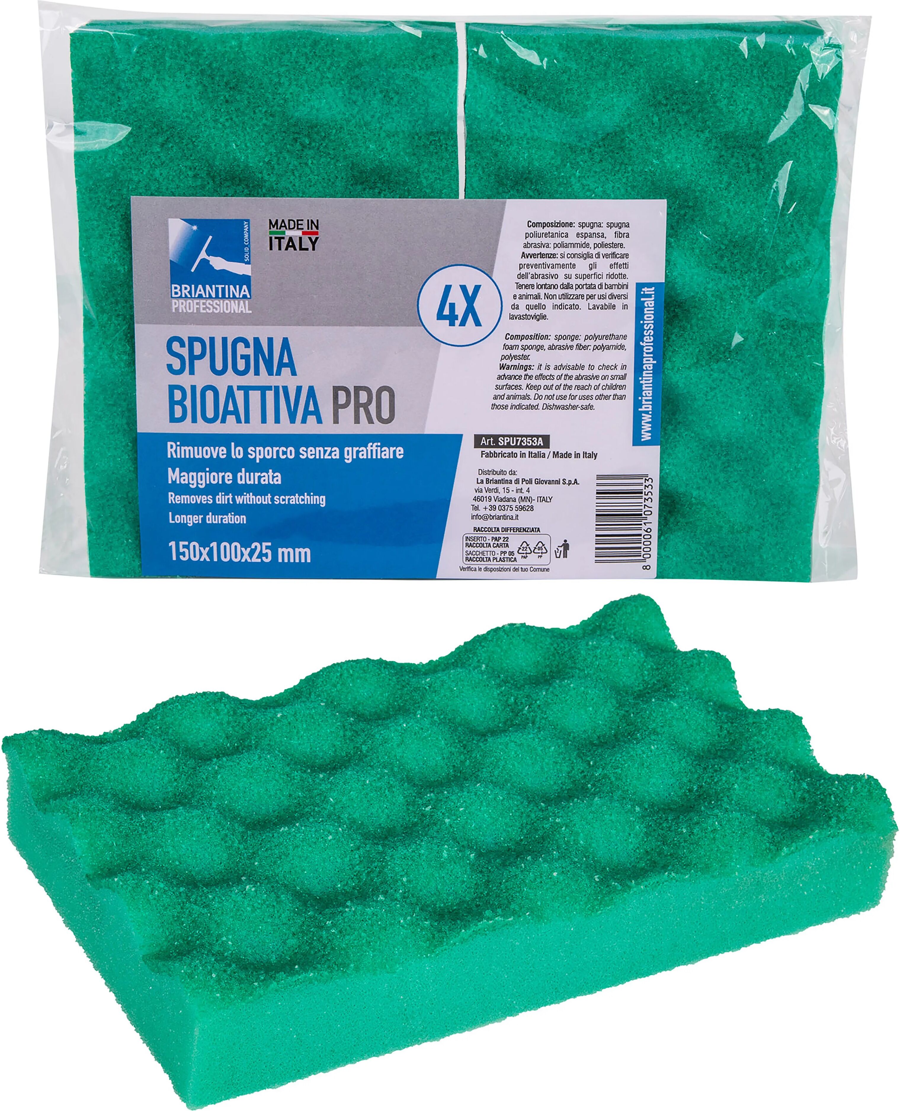 la_briantina spugna active verde lb 4 pezzi