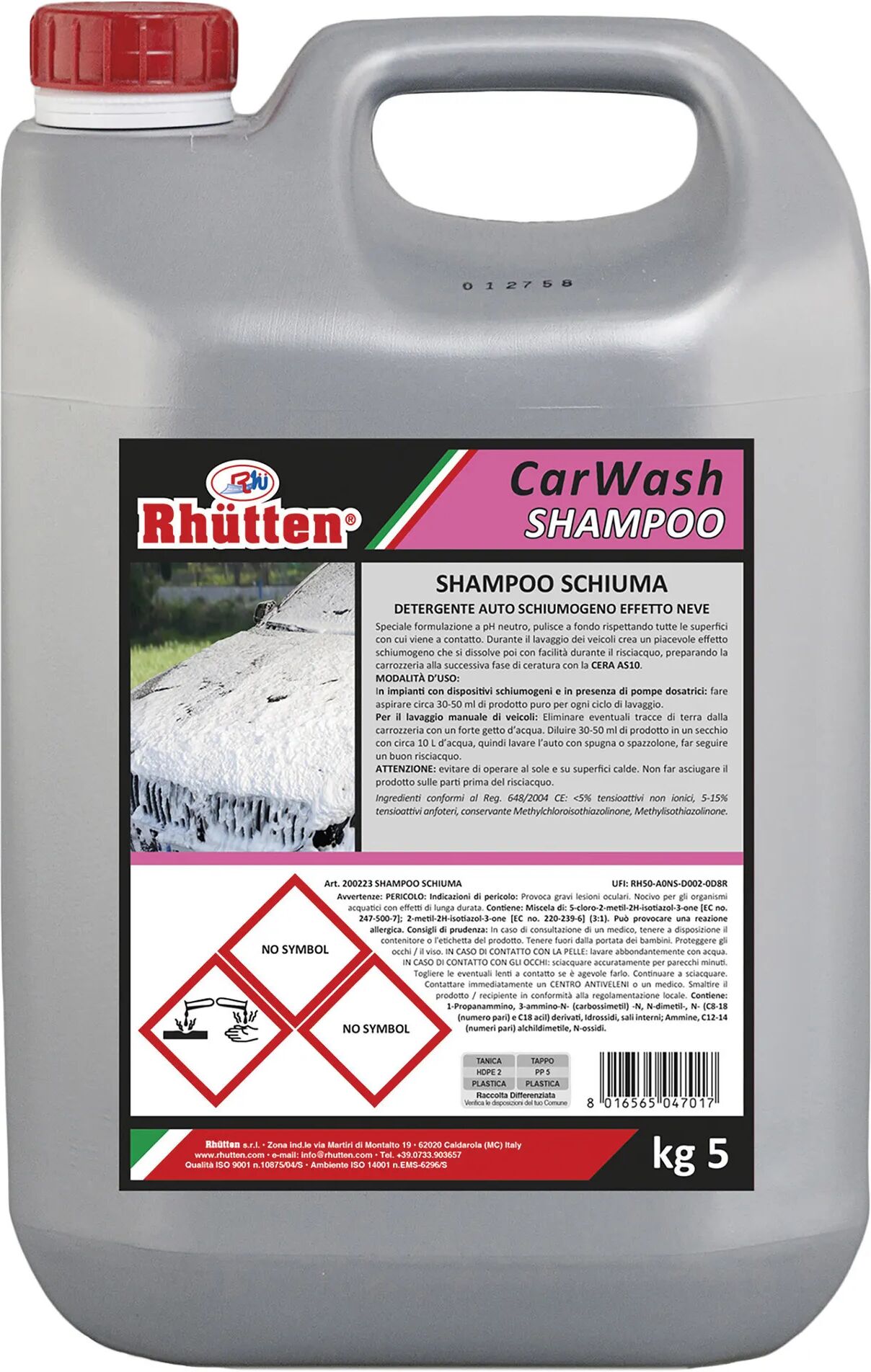 tecnomat detergente schiumogeno rhutten 5kg concentrato professionale per autolavaggi