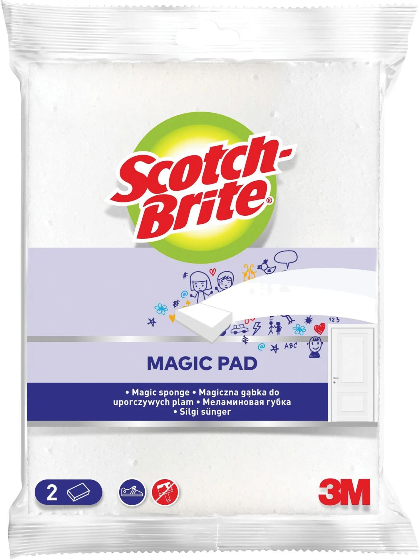 3M GOMMA SCOTCHBRITE CANCELLA MACCHIE MAGIC PAD BIANCA 2 PEZZI