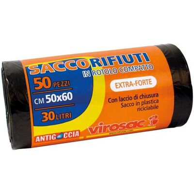 Tecnomat SACCO NERO VIROSAC 50x60 cm 30 l IN HDPE ROTOLO DA 50 PEZZI Tecnomat SACCO NERO VIROSAC 50x60 cm 30 l IN HDPE ROTOLO DA 50 PEZZI