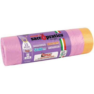 Tecnomat SACCO VIOLA VIROSAC 55x60 cm 40 l LDPE ROTOLO 15 PEZZI CHIUSURA STOPSAC Tecnomat SACCO VIOLA VIROSAC 55x60 cm 40 l LDPE ROTOLO 15 PEZZI CHIUSURA STOPSAC