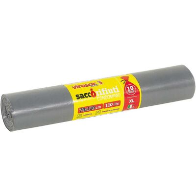 Tecnomat SACCO GRIGIO VIROSAC 70x110 cm CONDOMIO 110 l IN LDPE ROTOLO DA 10 PEZZI Tecnomat SACCO GRIGIO VIROSAC 70x110 cm CONDOMIO 110 l IN LDPE ROTOLO DA 10 PEZZI