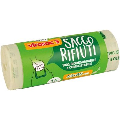 Tecnomat SACCO BIODEGRADABILE VIROSAC 45x60 cm 25 l CON BRETELLE ROTOLO DA 15 PEZZI Tecnomat SACCO BIODEGRADABILE VIROSAC 45x60 cm 25 l CON BRETELLE ROTOLO DA 15 PEZZI