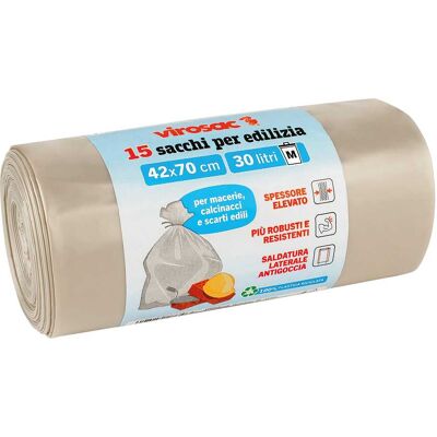Tecnomat SACCO NEUTRO VIROSAC 42x70 cm PER RIFIUTI EDILI 30 l LDPE ROTOLO DA 15 PEZZI Tecnomat SACCO NEUTRO VIROSAC 42x70 cm PER RIFIUTI EDILI 30 l LDPE ROTOLO DA 15 PEZZI