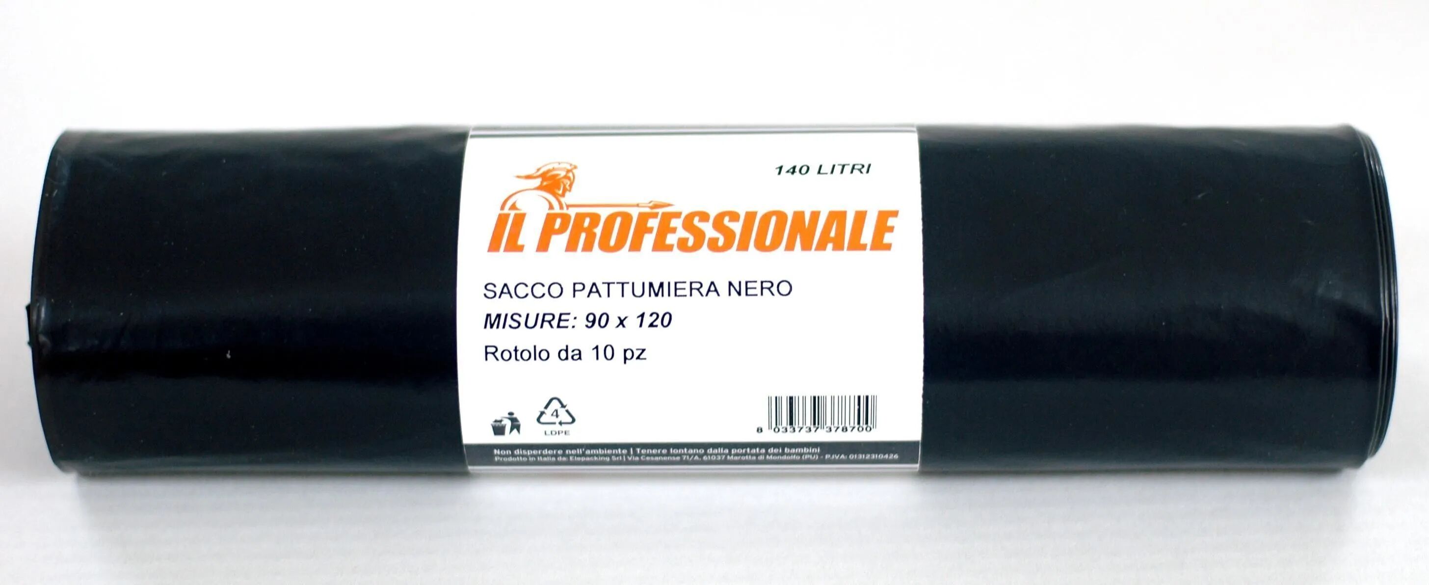 Sacco Pattumiera Nero 90x120 Cm 50 Μm 10 Pezzi In Ldpe Antigoccia E Con Maniglia