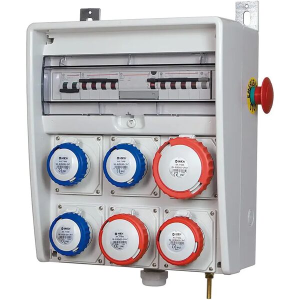 fanton quadro cantiere 18kw pulsante emergenza 6 prese industriali miste morsetto di terra