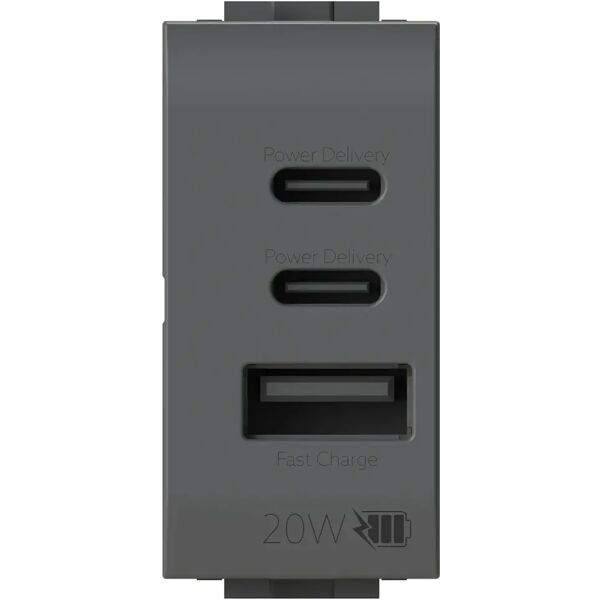 4box presa usb  3 uscite power delivery 2 uscite c 1 uscita a 20w compatibile bticino living