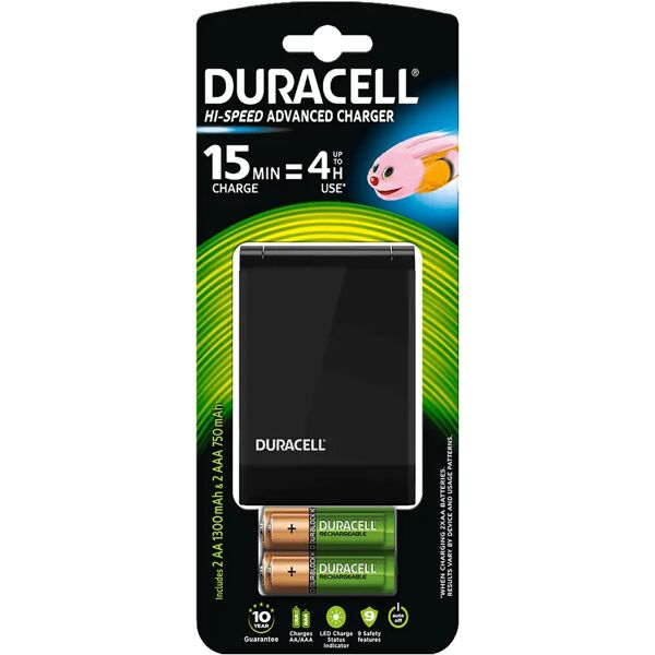 tecnomat caricabatteria duracell per batterie ricaricabili tipo aa/aaa completo di 4 batterie 230v