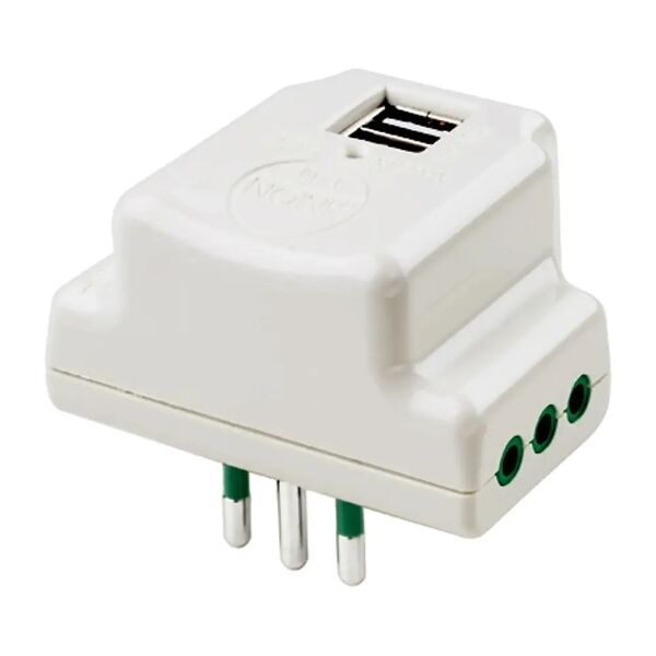 tecnomat adattatore fanton triplo 2 usb 2,1 ah spina 2p+t 10a 3 prese 2p+t 10a colore bianco