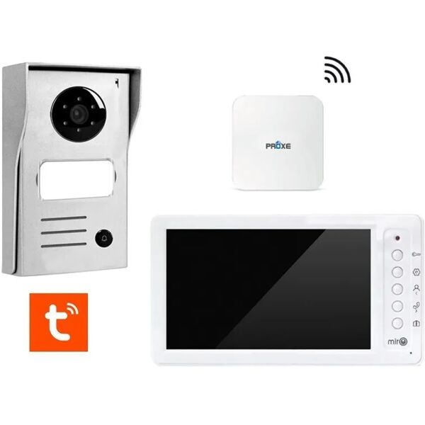 proxe kit videocitofonico monofamiliare  wifi bifilare 7'' 15v compatibile app tuya ip55