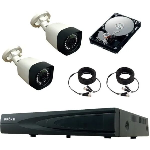 proxe kit tvcc  5 mpx 4 canali hd 1 tb 2 telecamere 2 cavi bnc 10 m supporta ahd/tvi/cvi/cvbs