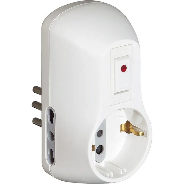 bticino adattatore  2p+t spina 10a 2 prese 10a 1 presa 10/16a fino 1500w colore bianco