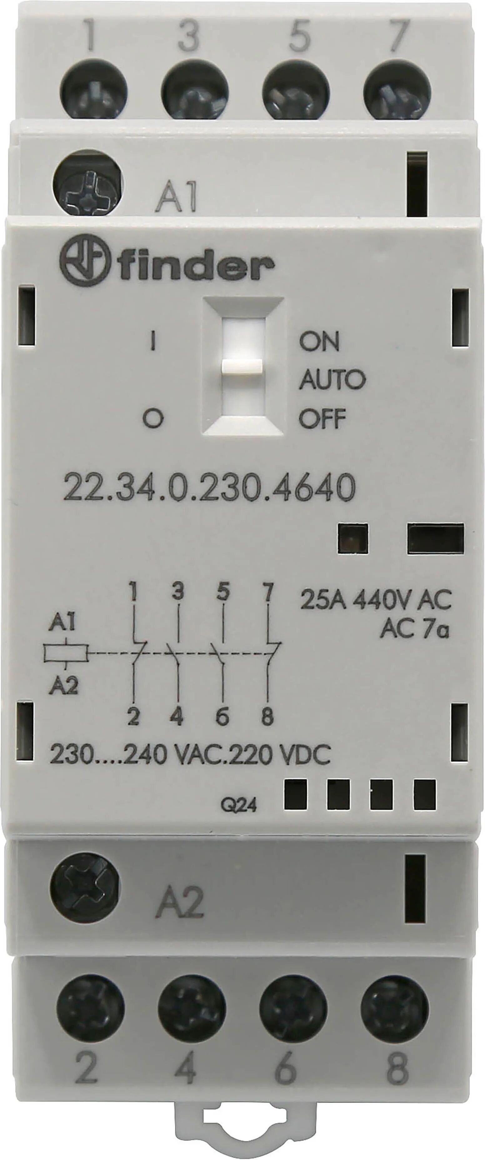 tecnomat contattore modulare finder 25a 230v 1 no 1 nc indicatore led selettore auto on-off