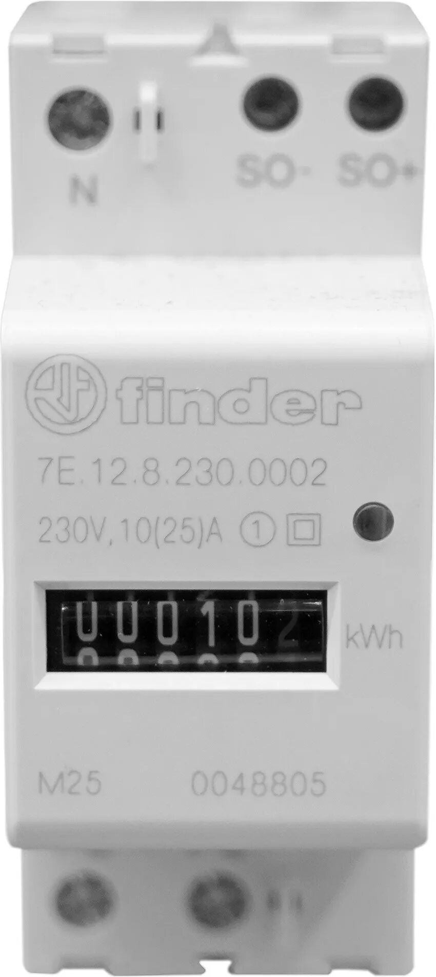 Finder CONTATORE DI ENERGIA  MONOFASE CON DISPLAY MECCANICO 25A - AC (50/60 Hz) 230V