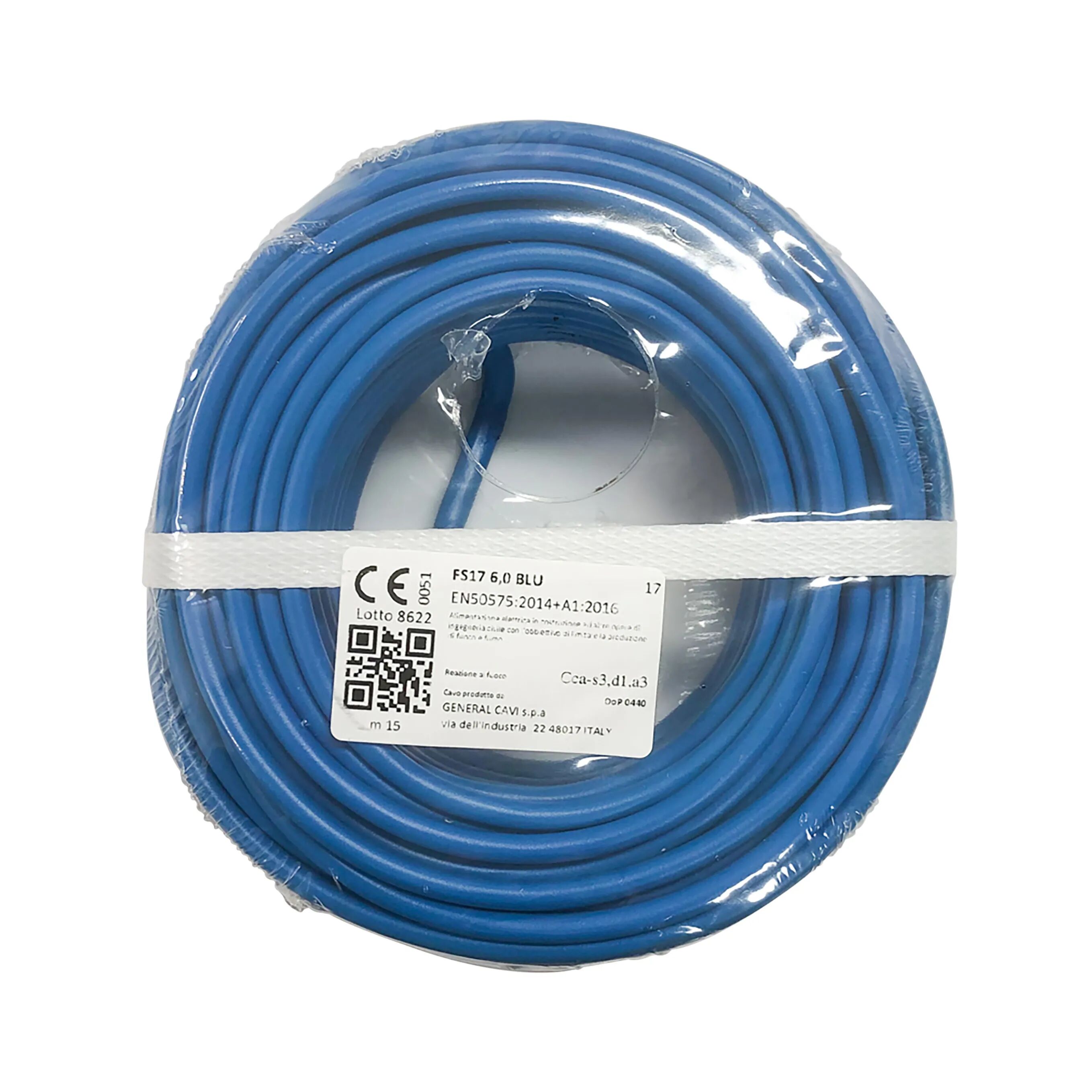 Cavo Unipolare Fs17 450/750v 1x6 Mm² Colore Blu Matassa 15 M