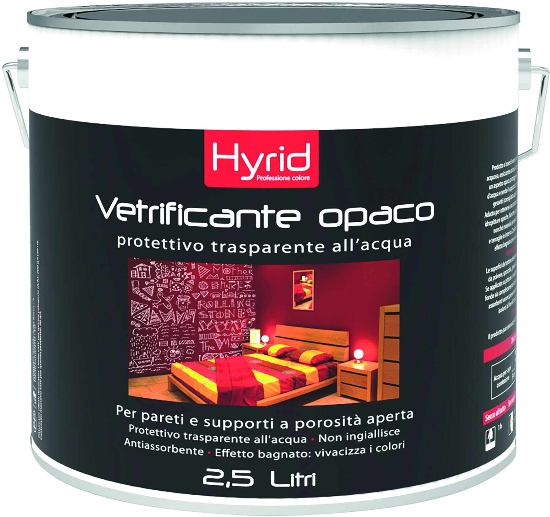 HYRID BY COVEMA Vetrificante Ad Acqua Hyrid 2,5 L Opaco 4-5 M² Con 1 L  A 2 Mani HYRID BY COVEMA Vetrificante Ad Acqua Hyrid 2,5 L Opaco 4-5 M² Con 1 L  A 2 Mani