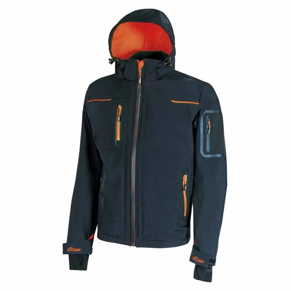 u-power giacca soft shell space  taglia m colore blu con cappuccio e zip impermeabile