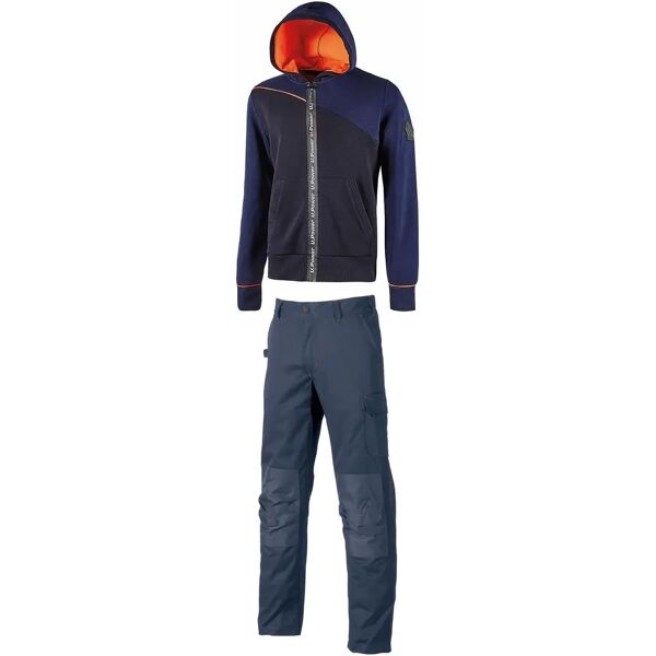 u-power set pantaloni e felpa  taglia l alfa/jupiter blu con inserti arancio