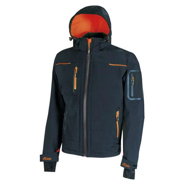 u-power giacca soft shell space  taglia xl colore blu con cappuccio e zip impermeabile