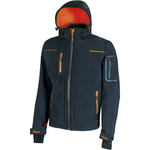 u-power giacca soft shell space  taglia s colore blu con cappuccio e zip impermeabile