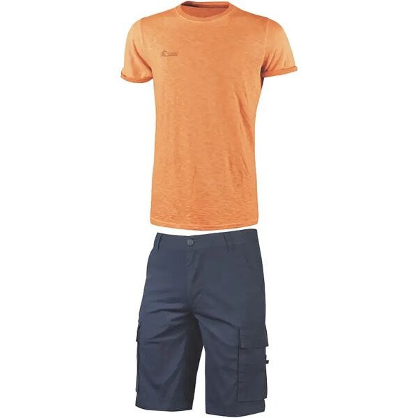 u-power set pantaloncini e maglietta u power taglia xxl slim fit bermuda blu t-shirt arancio fluo