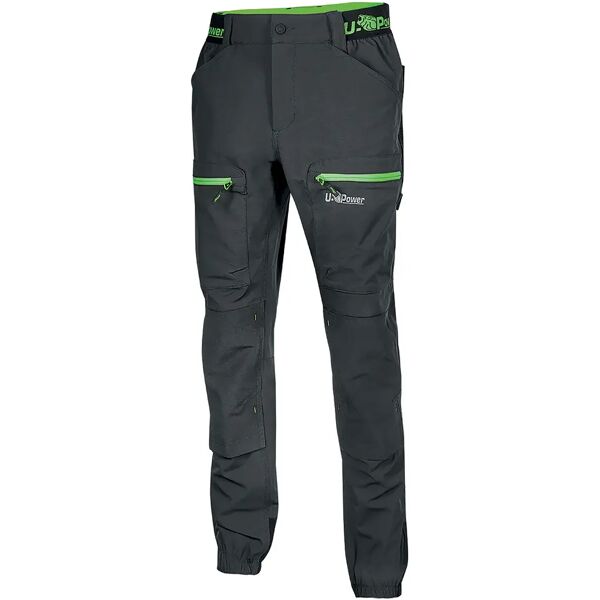 u-power pantalone horizon  taglia xxl colore grigio inserti verdi tessuto u-4 way stretch