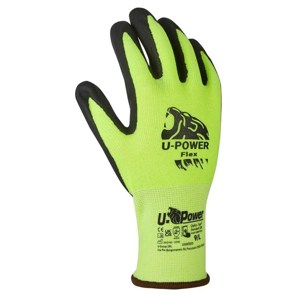 u-power guanto upower flex nylon taglia 10 palmo schiuma nitrile touchscreen manutenzione generica