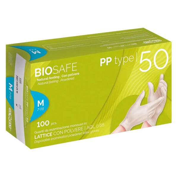 tecnomat 100 guanti monouso biosafe pp in lattice taglia m con polvere dpi cat iii 5 g