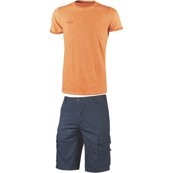 u-power set pantaloncini e maglietta u power taglia l slim fit bermuda blu t-shirt arancio fluo