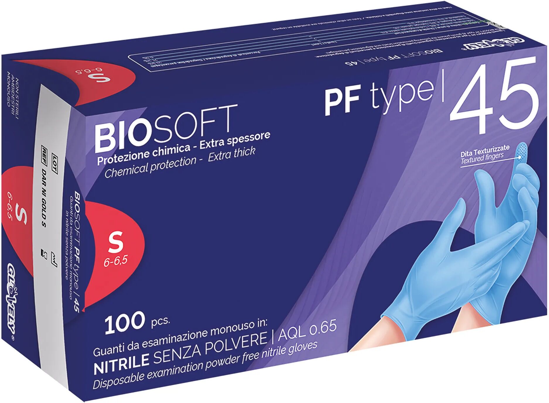 tecnomat 100 guanti monouso biosoft pf in nitrile blu taglia s senza polvere dpi cat iii 4,5 g