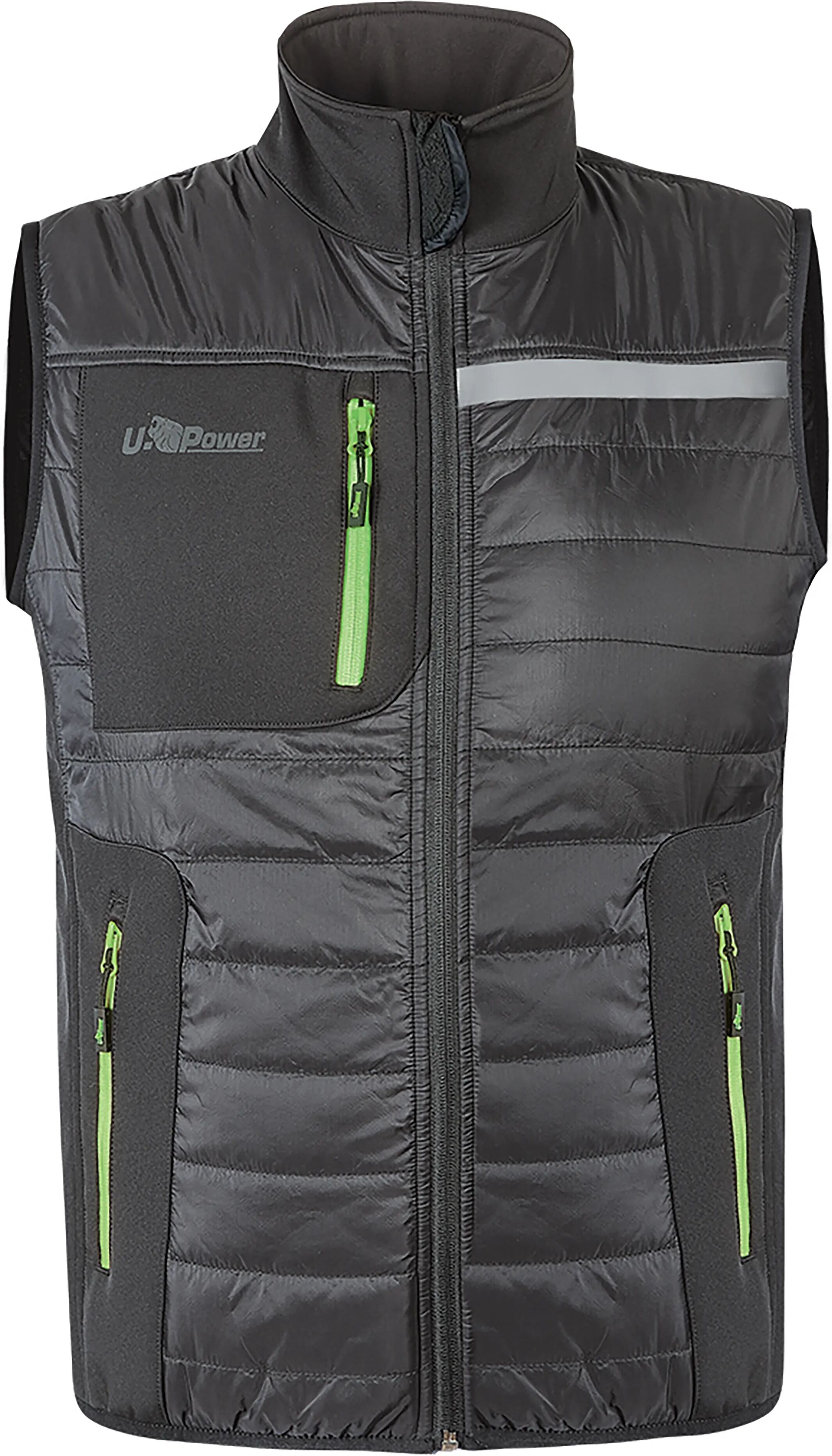 u-power gilet wall  taglia xxl colore grigio inserti verdi imbottitura in grafene