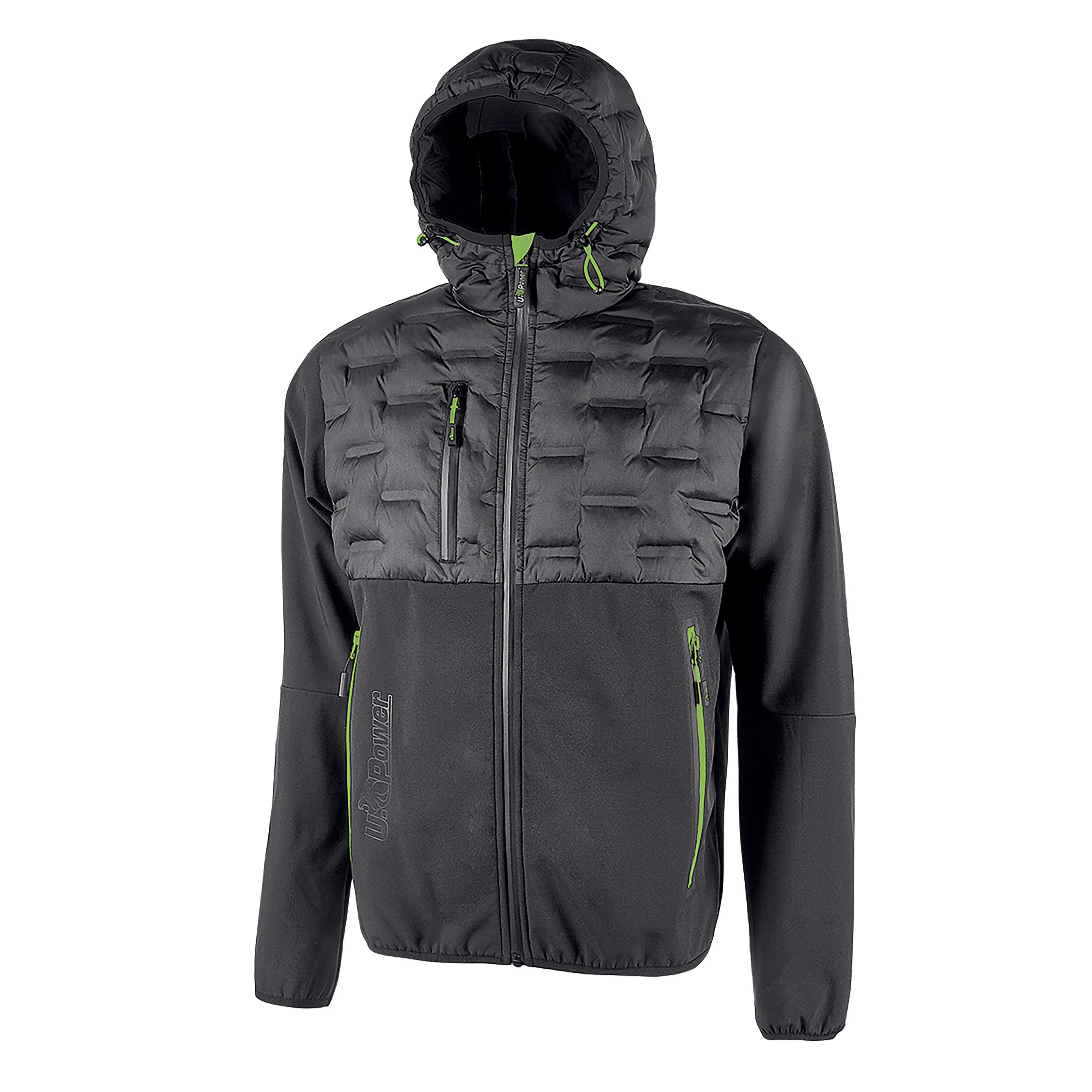 u-power giacca soft shell spock  taglia xl colore grigio inserti verdi idrorepellente