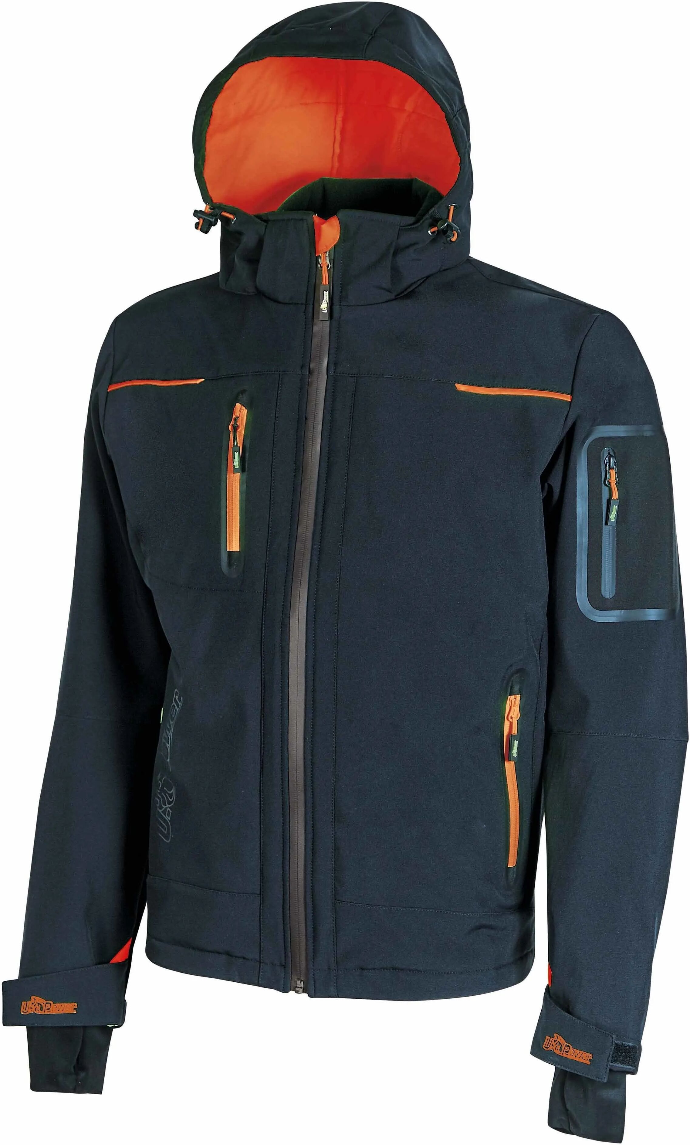 u-power giacca soft shell space  taglia m colore blu con cappuccio e zip impermeabile