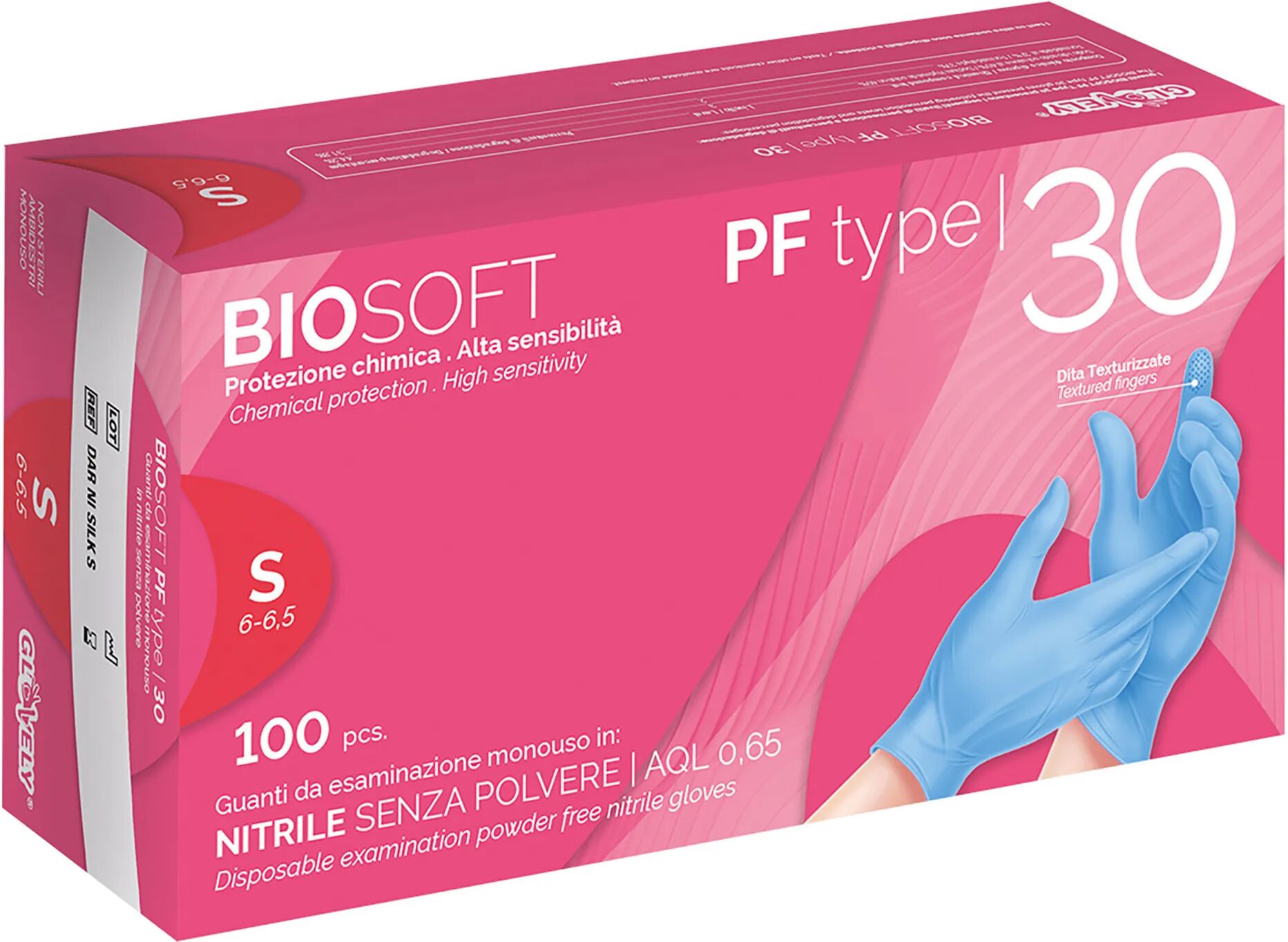 tecnomat 100 guanti monouso biosoft pf in nitrile blu leggero taglia s senza polvere dpi cat iii 3 g