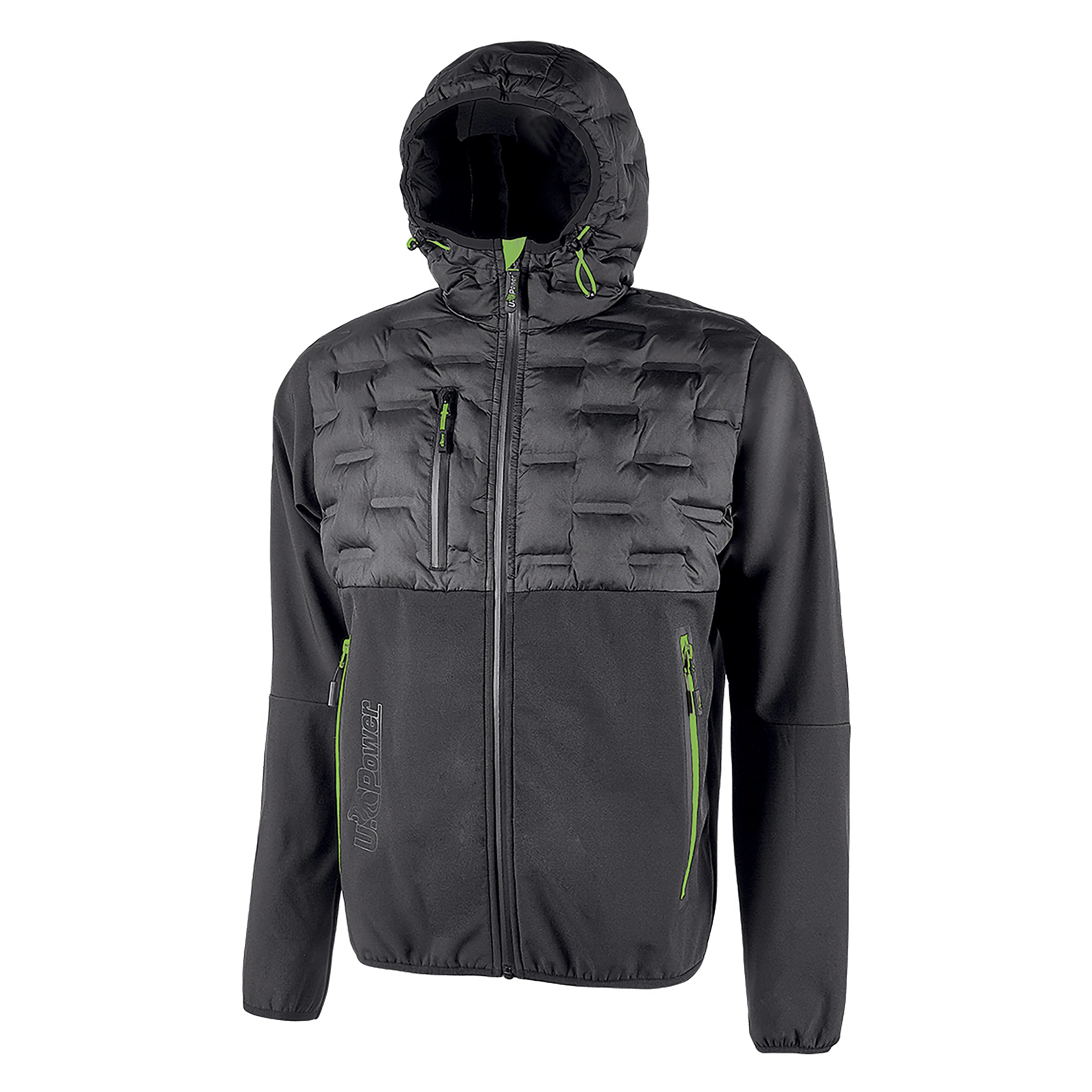 u-power giacca soft shell spock  taglia l colore grigio inserti verdi idrorepellente