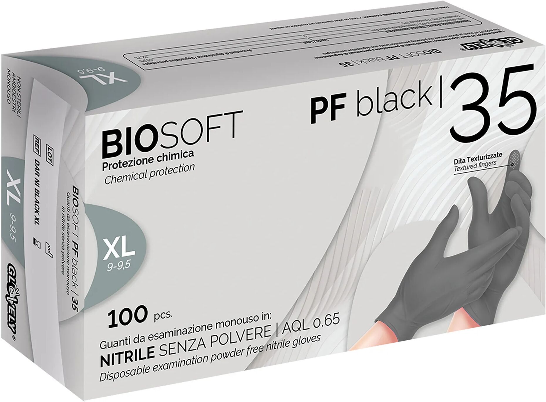 tecnomat 100 guanti monouso biosoft pf in nitrile neri taglia xl senza polvere dpi cat iii 3,5 g