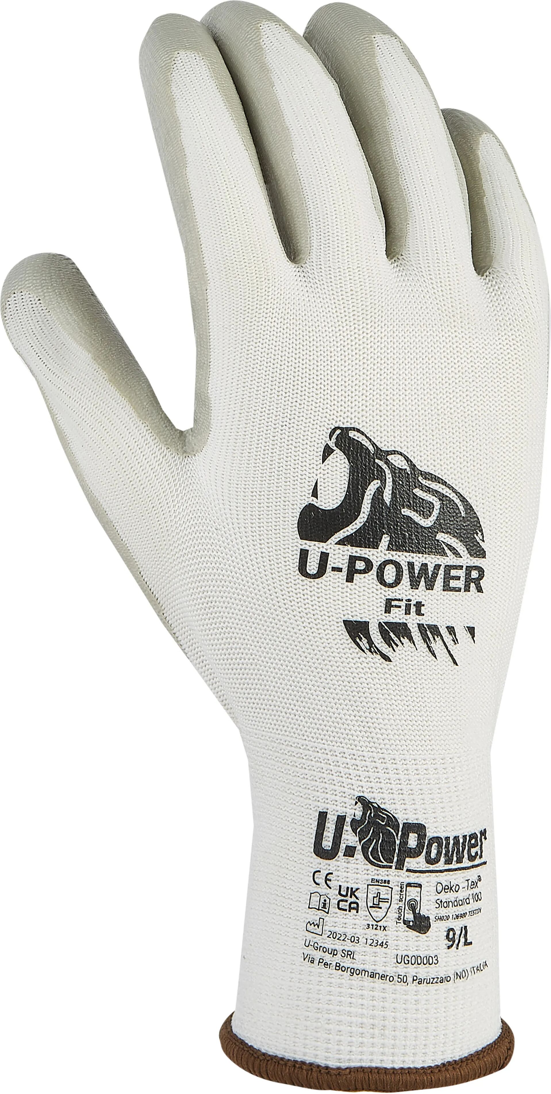 u-power guanto upower fit nylon taglia 9 palmo nitrile touchscreen manutenzione generica