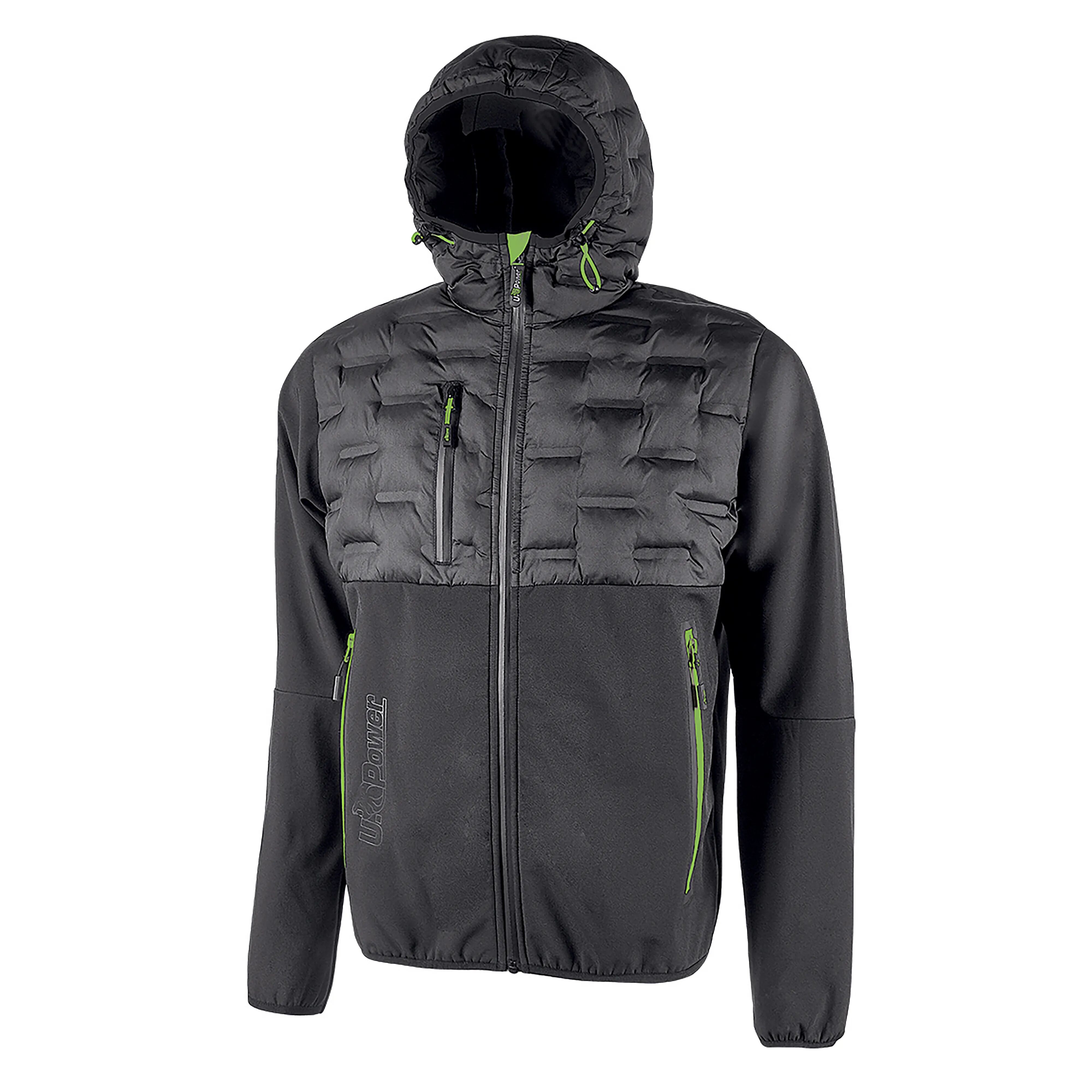 u-power giacca soft shell spock  taglia m colore grigio inserti verdi idrorepellente